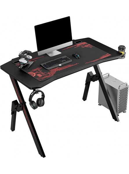 Bureau Gaming Bureau Gamer Table Poste de Travail de Jeu Bureau d'ordinateur avec Gestion de Câble Cadre en Acier Noir 110x55x75cm - BQK8QZAOL
