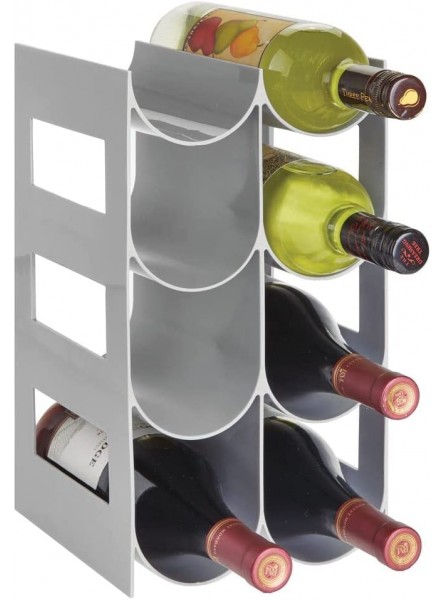 mDesign range bouteille pour vin – joli casier à bouteille en plastique sans BPA jusqu’à 8 bouteilles – porte bouteille autoportant pour boissons et bouteilles de vin – gris - BEH5EGOFY