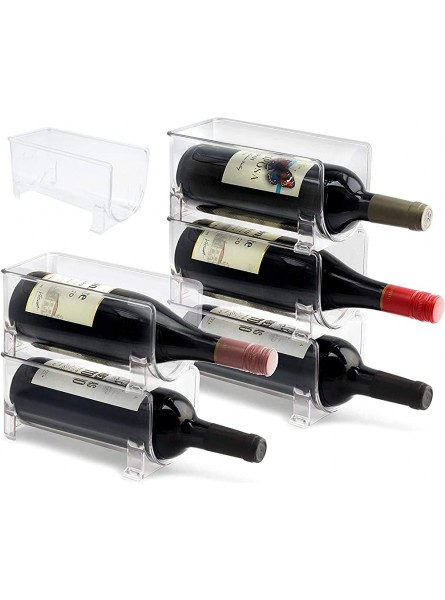 Range-Bouteilles Lot de 6 casier à Bouteilles empilable en Plastique Organisateur étagère Transparent à vin Moderne pour Bouteilles de vin réfrigérateur Porte-Bouteilles comptoir Rangement - BBNDWHNIN