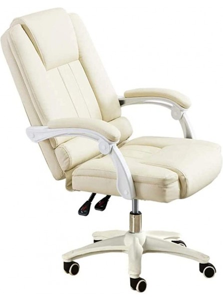Chaise de Bureau Chaise de bureau haute arrière-arrière chaise de bureau inclinable en cuir PU Sports E-Sports Siège de jeu avec repose-pieds ergonomique Color : Off-white - BE33NVOSQ