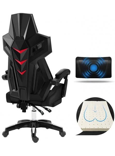 Chaise pivotante chaise de jeux vidéo élévatrice rotative de bureau de bureau conçu dans le coussin de latex avec repose-pieds ergonomie chaise d'ordinateur oreiller de massage noir blanc Dossier conf - BJM59EKPX