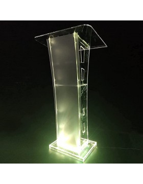 Podium Acrylique Transparent Podium Transparent Debout LED Podium Acrylique avec Télécommande 23,6"× 15,8" Utilisé pour Le Podium De L'École De L'Église - BB8M7JALT