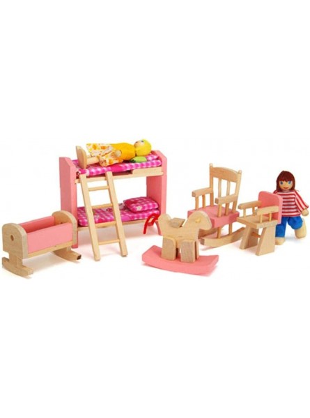 Mobilier de poupée Meubles Toy en Bois 1 12 Échelle Miniature Chambre à Coucher Ensemble Lit Enfant Dollhouse DIY Accessoires Pink Doll Accessoires - B8VVWXGPJ