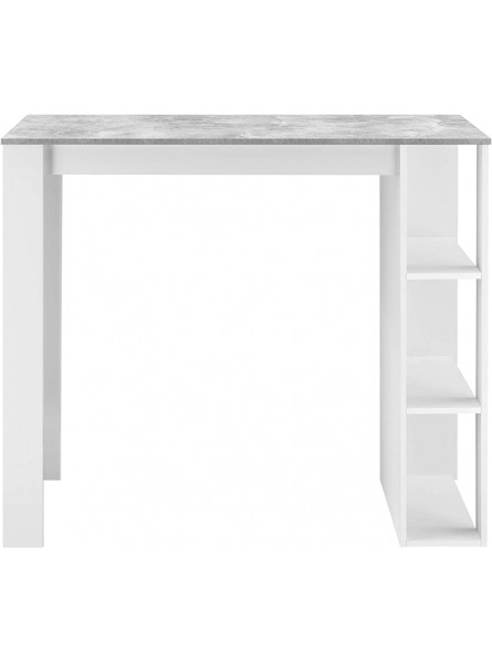 [en.casa] Table de Bar Design avec Surfaces de Rangement Table Bistrot avec 3 Étagères Panneaux de Particules 120 x 60 x 106 cm Blanc Effet Béton - BDK3JGNUM