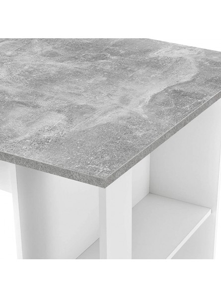 [en.casa] Table de Bar Design avec Surfaces de Rangement Table Bistrot avec 3 Étagères Panneaux de Particules 120 x 60 x 106 cm Blanc Effet Béton - BDK3JGNUM