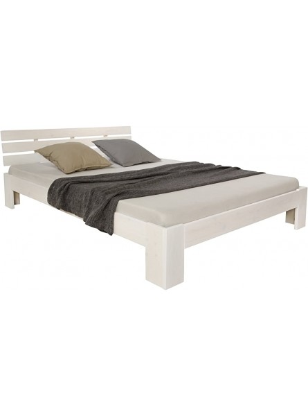 Lit double en bois massif 180x200cm blanc pin lit futon a lattes cadre de lit - BNA89KPYV