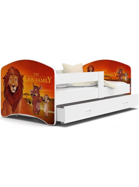 Lit Enfant Happy 80x160 Le Roi Lion Blanc Livré avec sommiers tiroir et matelas en mousse de 7cm Blanc - BWKWEAQSX