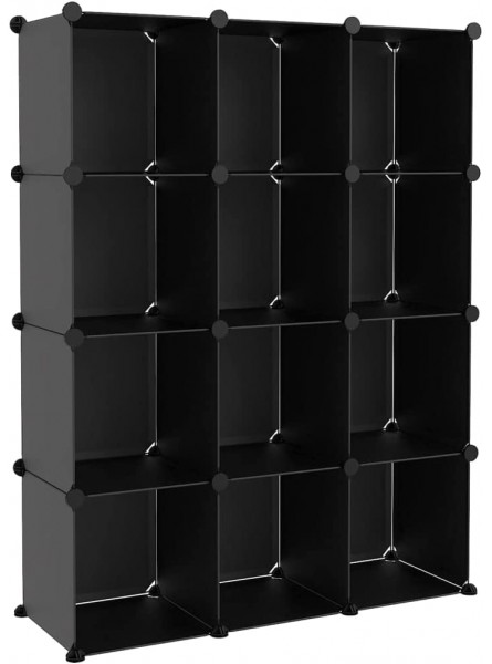 vidaXL Cubes de Rangement 12 pcs Noir PP - B8QE8ETZF