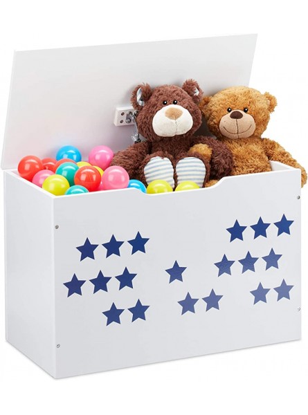 Relaxdays Coffre à jouets avec couvercle rangement pour enfant design étoilé caisse à jeux 40x60x30 cm blanc bleu - BE7QAOJDO