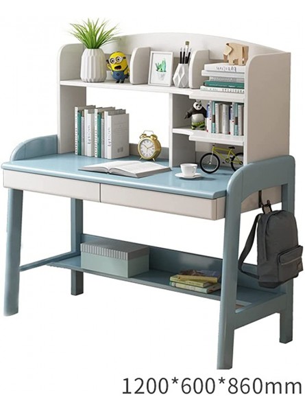 Wood Desk Can Be Raised Lowered Computer Desk Primary and Secondary School Students Home Study Desk Writing Desk with Bookshelf Study Desk Size : 120cm - B3E8QAGEP