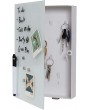 BAKAJI Boîte à clés avec Tableau magnétique en Verre + aimants et Feutre Métal Blanc Unica - B1DE9QPUE